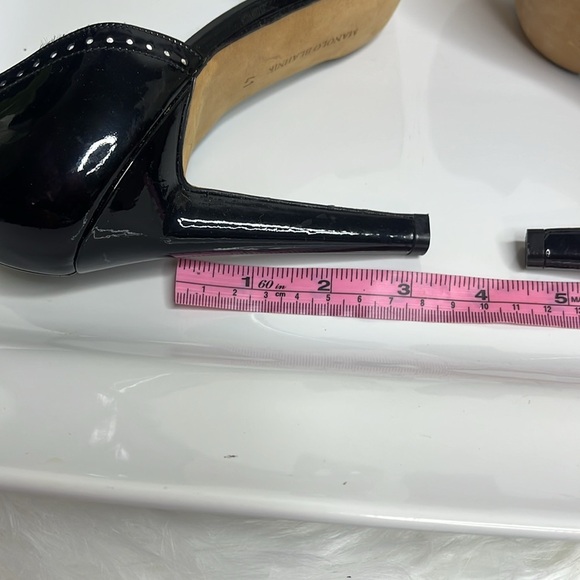 Manolo Blahnik Black Peep-Toe Heels - Picture 4 of 12